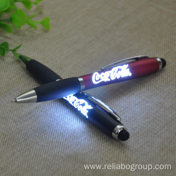 LED Light Rubber Grip Engraved Logo Ball Pen